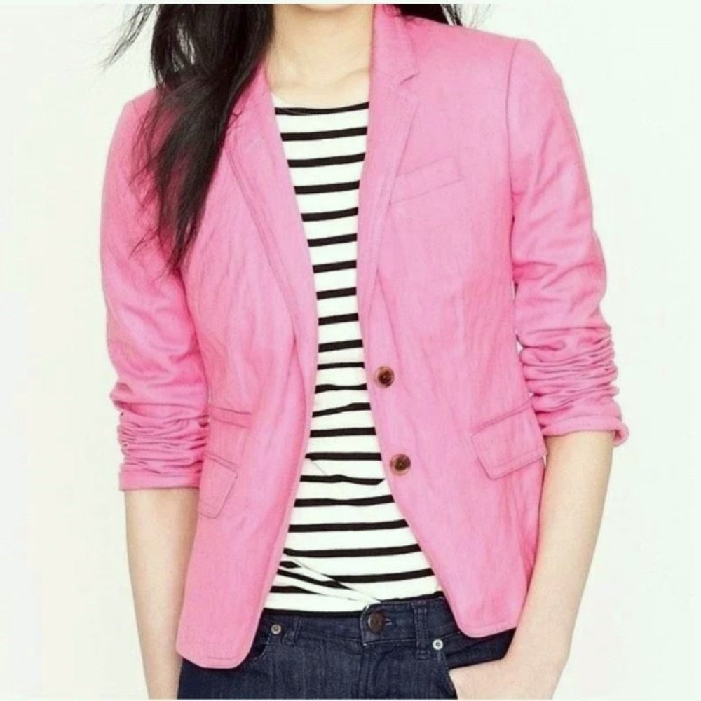 J. Crew Schoolboy Herringbone Pink Blazer Size 8 Tall NWT